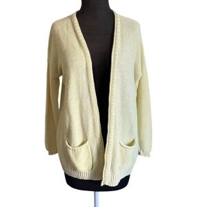 Soft Joie butter Yellow Linen Cotton Knit Open Front Cardigan Sweater XS